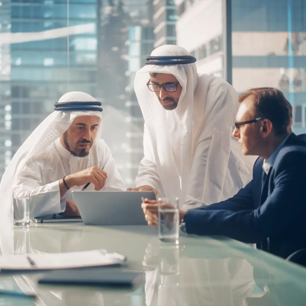 Expert consultant verifying documents for Middle East work visa compliance and EU permit standards.